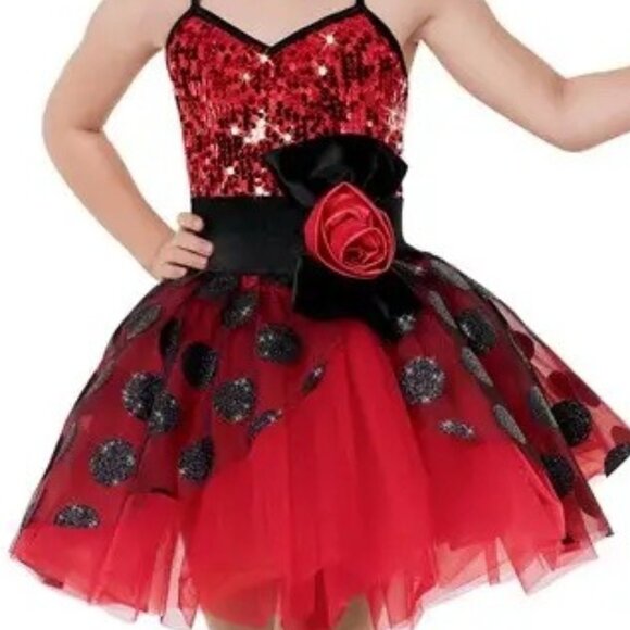Red Glitter Tap Dress - Picture 1 of 5